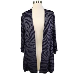 Chicos Travelers Womens Vintage Open Front Cardigan Size Large Purple‎ Silver